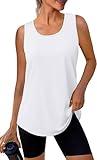 WIHOLL Workout Tank Tops for Women White Sleeveless Ladies Tops Running Shirts Activewear Athletic Tank Top Gym Clothes Yoga XL