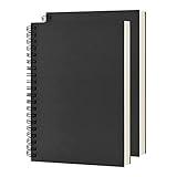 DSTELIN Blank Spiral Notebook, 2-Pack, Soft Cover, Sketch book, 100 Pages / 50 Sheets, 7.5 inch x 5.1 inch, 100GSM, (Black)