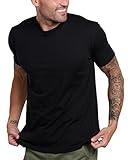 INTO THE AM Premium Men's Fitted Crew Neck Plain Essential Tees - Modern Fit Fresh Classic Short Sleeve T-Shirts for Men (Black, Large)