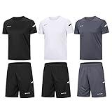 BUYJYA Men's Workout Clothes Athletic Shorts Shirt Set 3 Pack Basketball Football Training Running Gym Christmas gifts