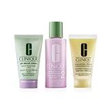 Clinique 3-Step Refresher Course Skincare Set For Dry Combination Skin Types | Face Soap, Clarifying Lotion + Dramatically Different Lotion | Cleansing, Exfoliating + Moisturizing, Mini Travel Size