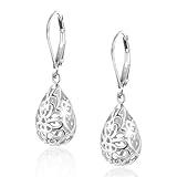 LANCHARMED Sterling Silver Teardrop Earrings for Women, Trendy Silver Drop Leverback Dangle Earrings, Hypoallergenic Leverback Drop Silver Earrings for Jewelry