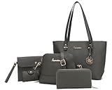 Soperwillton Handbag for Women Wallet Tote Bag Shoulder Bags Top Handle Satchel 5pcs Purse Set