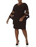 R&M Richards Women's Plus Size Sheer Allure Wrap Dress, Black, 20W