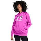 Under Armour Womens Rival Fleece Big Logo Hoodie, (572) Vivid Magenta / / White, Medium