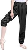 Daydance Black Women Ballet Pants Ripstop Dance Warm Up Perspiration Trousers