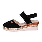 TVNGDLI Women's Orthopedic Closed Toe Espadrilles Wedge Sandals Comfortable Elastic Ankle Strap Platform Wedges Sandal for Women 2025 Summer Casual Dress Walking Shoes