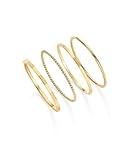 PAVOI 14K Gold Plated Four Pieces Thin Rings Set for Women | 4 Dainty Stacking Rings Pack | Minimalist Stackable Bands (Yellow Gold, 7)