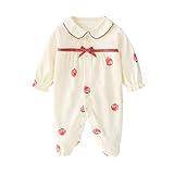 Footed One Piece Romper for Boys Girls Lightweight Cotton Lined Jumpsuit for 3-6 Month Infant Strawberry