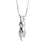 S.Leaf Sterling Silver Cat Necklaces for Women Cat Jewelry for Women Cat Accessories for Women Cat Mom Lover Lady Themed Gifts Cute Silver Kitten Jewelry Birthday Gifts for Women