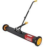 Pyle 36" Rolling Magnetic Sweeper with Adjustable Handle - Strong and Durable Metal Construction Heavy-Duty Cleaning/Metal Pickup for Industrial and Commercial Use (Black and Orange)