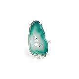 Dazzle Appeal Geode Quartz Slice Druzy Crystal Quartz Gemstone Prong Setting Silver Rings for Women Sonr Size 30-40mm Approximately (Green)