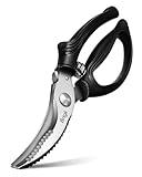 Brigii Kitchen Shears, Stainless Steel Heavy Duty Poultry Shears, Multi-Purpose Kitchen Scissors for Cutting Chicken, Fish, Seafood, and Vegetables, Spring Loaded-KS05Black