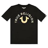 True Religion Boys Tee Shirts Short Sleeve Cotton T-Shirt for Boys Graphic Tees Black-Gold