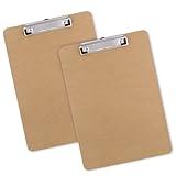 Macroclo Wood Clipboards Set of 2, Letter Size Hardboard Clip Board 8.5x11 for Classroom, Students, Kid, A4 Standard Size 9" x 12.5" with Low Profile Clip, Office & School Supply