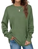 Dofaoo Winter Clothes for Women Trendy Crewneck Sweatshirt Warm Sweater for Winter Olive Green M