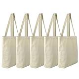 Faylapa 6 Pcs Canvas Tote Bags,Heavy Duty and Strong Easter Hunter Bag Shopping Grocery Bag Blank Cotton Bags for Decorating Crafts DIY,Painting (Beige, 13.6"x 15.3")