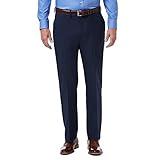 Haggar Men's Premium Comfort Classic Fit Flat Front Dress Pants-Regular and Big & Tall Sizes, Blue, 42W x 29L