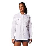 Columbia Womens PFG Bahama II Long Sleeve Fishing Shirt, White, Medium