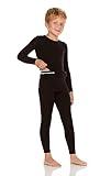 Thermajohn Thermal Underwear for Kids, Boys Thermal Underwear Set | Kids Base Layers for Skiing | Long Johns for Boys Kids, Black, (M)