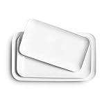 DELLING Large Serving Platter Set 16/14/12inch Large Serving Tray - Rectangular White Serving Trays for Party, Turkey Platter Set of 3, Christmas