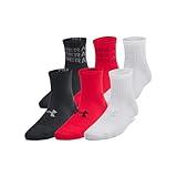 Under Armour Unisex-Child Youth Essential Quarter Socks 6 Pack, (600) Red/Red/Black, Medium