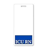 ICU RN Badge Buddy - Vertical Heavy Duty Spill & Tear Resistant Cards - 2 Sided - Quick Role Identifier Buddies for Critical Care Nurses/Intensive Care Registered Nursing by Specialist ID (1, Blue)