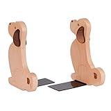 Book Ends - Decorative Puppy Dog Wooden Bookends for Kids, Book Ends for Shelves Office, 1 Pair Style 01