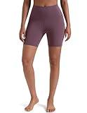 Colorfulkoala Women's High Waisted Biker Shorts with Pockets 6" Inseam Workout & Yoga Tights (S, Dusty Red)
