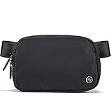 Pander Two Way Zipper Fanny Pack Nylon Everywhere Belt Bag for Women, Water Repellent Waist Packs, Crossbody Bags with Adjustable Strap (Black).