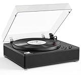Record Player Turntable with Built-in Speakers, Vinyl Record Player with Bluetooth Ouput Auto Stop 33&45 78 RPM Speed RCA Line Out All-in-one Belt-Drive Turntable for Vinyl Records, Black