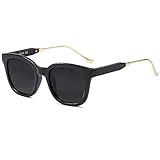 SOJOS Classic Square Polarized Sunglasses Womens Mens Retro Trendy UV400 Sunnies SJ2050, Black/Black