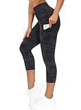 THE GYM PEOPLE Thick High Waist Capris Yoga Pants with Pockets, Tummy Control Workout Running Yoga Leggings for Women