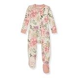 Burt's Bees Baby Baby Girls Pajamas, One-Piece Footed Sleeper PJs, Non-Slip Snug Fit for Infants 12, 18, and 24 Months