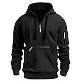 Early Cyber Of Monday Deals 2024 Graphic Hoodies Sweaters For Men Graphic Tactical Hoodies For Men Quarter Zip Pullover Vintage Workout Hoodies With Pockets Outdoor Hunting Sweatshirts 3-Black X-Large