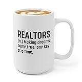 Realtor Coffee Mug 15oz White -One Key at Time - Funny Real Estate Agent Closing Gifts for Realtors Real Estate Investor