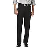 Haggar mens Premium No Iron Khaki Classic Fit Expandable Waist Flat Front dress pants, Black, 38W x 29L US