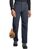 ISEEGZ Mens Snow Ski Hiking Pants Winter Fleece Lined Outdoor Waterproof Insulated Zipper Bottom Leg