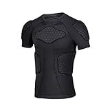 Men's Padded Compression Shirt Football Rib Protectors 6-Pads Chest Protector Padded Shirt Protective Gear for Adult Football Baseball Basketball Softball Rugby-S