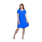 Miss Elaine Women's Plus Size Tricot Short Nightgown (2X, Sapphire)