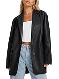 AUTOMET Womens Leather Jackets Going Out Outfits Faux Bomber Winter Coat Fall Fashion Clothes 2024 Black M