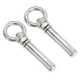 PATIKIL Expansion Eye Bolt M10x90mm, 2 Pack 304 Stainless Steel Shoulder Anchors Eyebolt Screw with Eye Ring for Concrete Brick Walls Canopy Engineering Rigging Silver