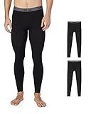 32 Degrees Men's 2-Pack Performance Lightweight Thermal Baselayer Legging Pant, Black/Black, Large