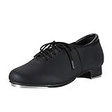 Linodes PU Leather Lace Up Tap Shoe Dance Shoes for Women and Men's Dance Shoes-Black-7.5M