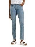 Lee Women's Ultra Lux Comfort with Flex Motion Slim Straight Jean with Ever Fit, Wisp of Cloud, 16 Long