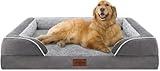 Waterproof Orthopedic Foam Dog Beds for Extra Large Dogs, XL Dog Bed with Bolster, Washable Dog Bed Sofa Pet Bed with Removable Cover & Non-Slip Bottom(X-Large,Grey)