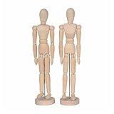 Alikeke 2 Pack 12 Inches Tall Wooden Mannequin Artist Manikin with Stand - Great for Drawing or Desktop Decor （Men and Women/Dad and Mom ）