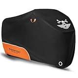 ROWYEET Motorcycle Cover Waterproof Outdoor Storage with Lock-Holes, Zipper Storage Bag & Night Reflective Design, All Season Protection Powersports Vehicle Covers Fits up to 96.5" Motorcycles