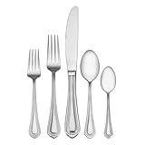 Mikasa, Regent Bead Flatware Service for 12, 65 Piece Set, 18/10 Stainless Steel, Silverware Set with Serving Utensils