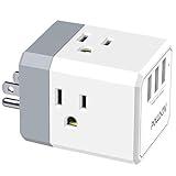 3-Outlet USB Wall Charger and Extender with 3-Way Splitter, ETL Listed - for Home, Office, Cruise Ship